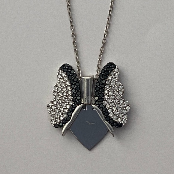 925 Silver butterfly heart initial double necklace - Picture 3 of 6
